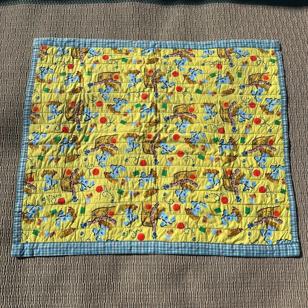 Blues Clues Quilt Off To See The World Baby Blanket Yellow Gingham‎ Reversible
